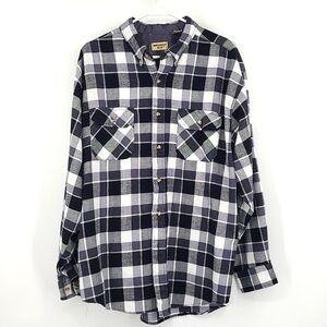Northwest Blue XL Black White Plaid long sleeve button down collared shirt